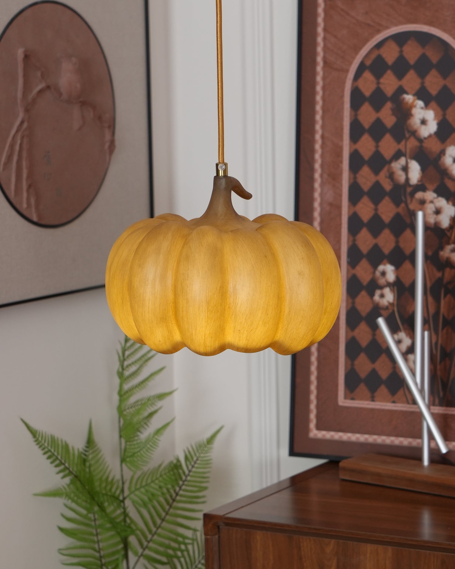 Duzy Pumpkin Lampe Suspendue Résine Vintage Japonaise