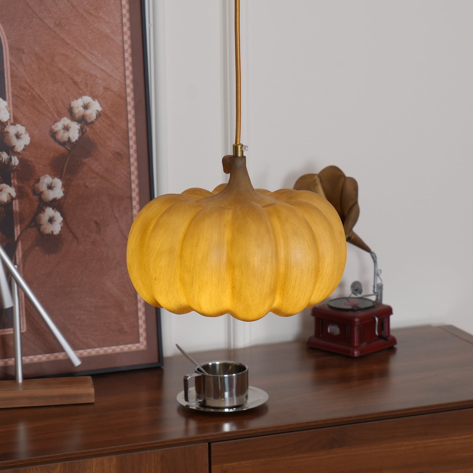 Duzy Pumpkin Lampe Suspendue Résine Vintage Japonaise