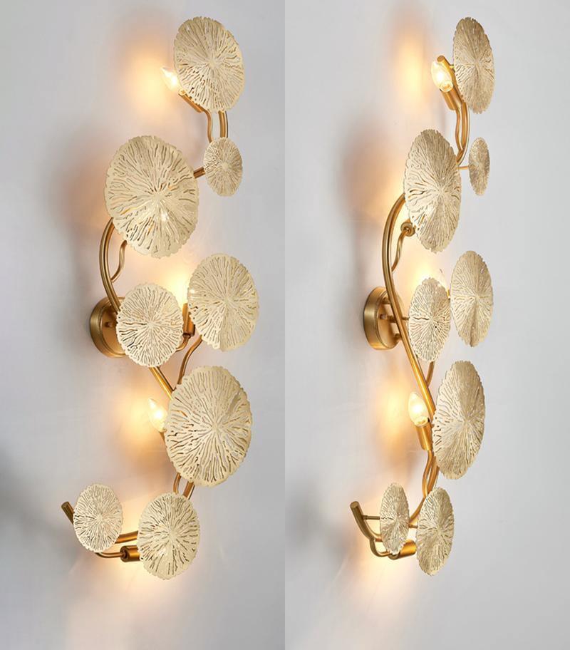 Lustra Applique Murale Feuille De Lotus En Laiton