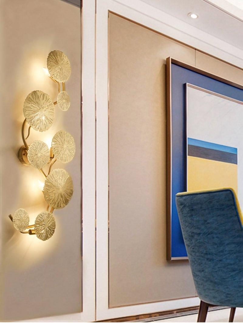 Lustra Applique Murale Feuille De Lotus En Laiton
