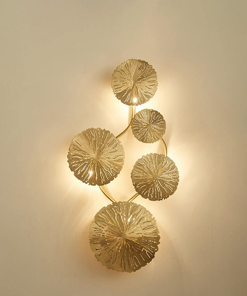 Lustra Applique Murale Feuille De Lotus En Laiton