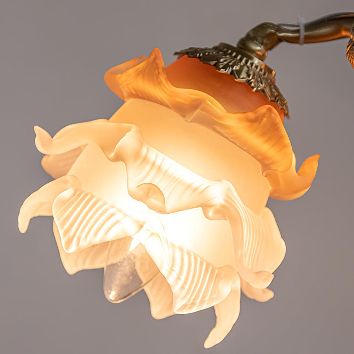 Lustra Lustre Laiton Suspension Florale Vintage