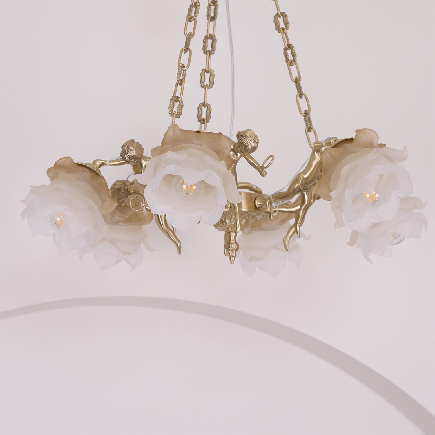 Lustra Lustre Laiton Suspension Florale Vintage