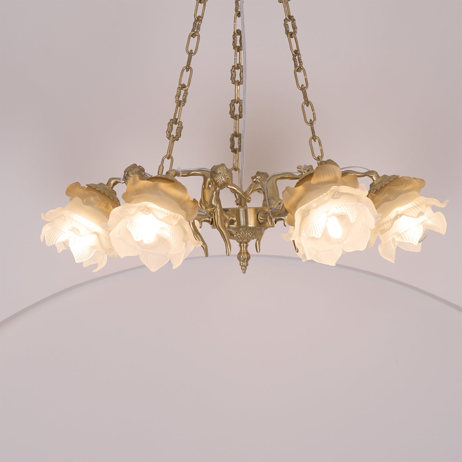 Lustra Lustre Laiton Suspension Florale Vintage