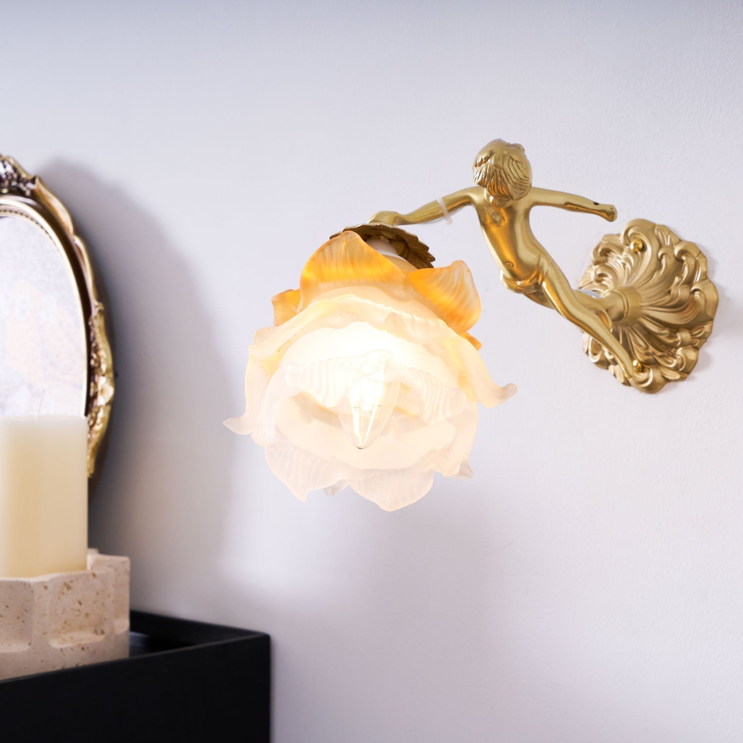 Aged Applique Murale en Verre Ange Volant