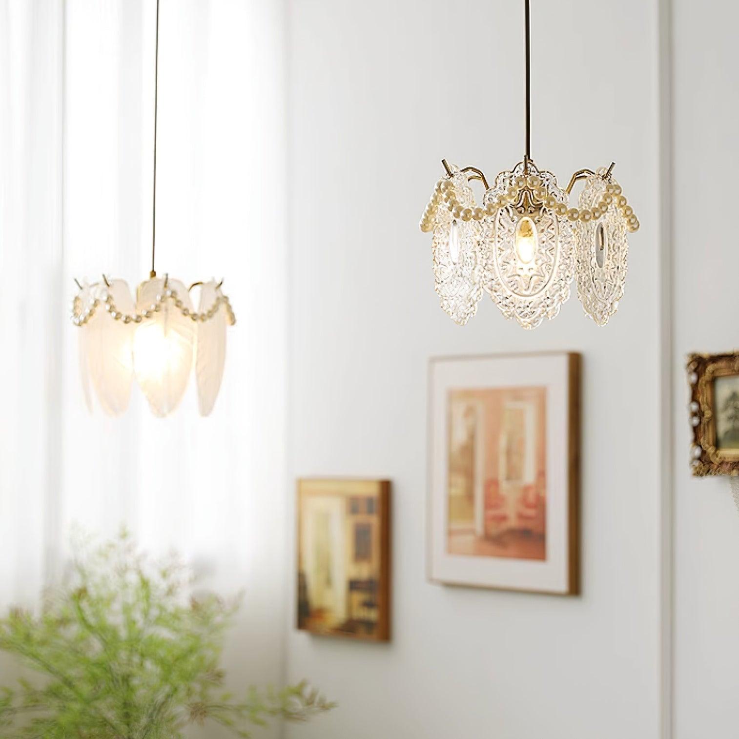 Elysia Lampe Suspension Abat-jour en Verre