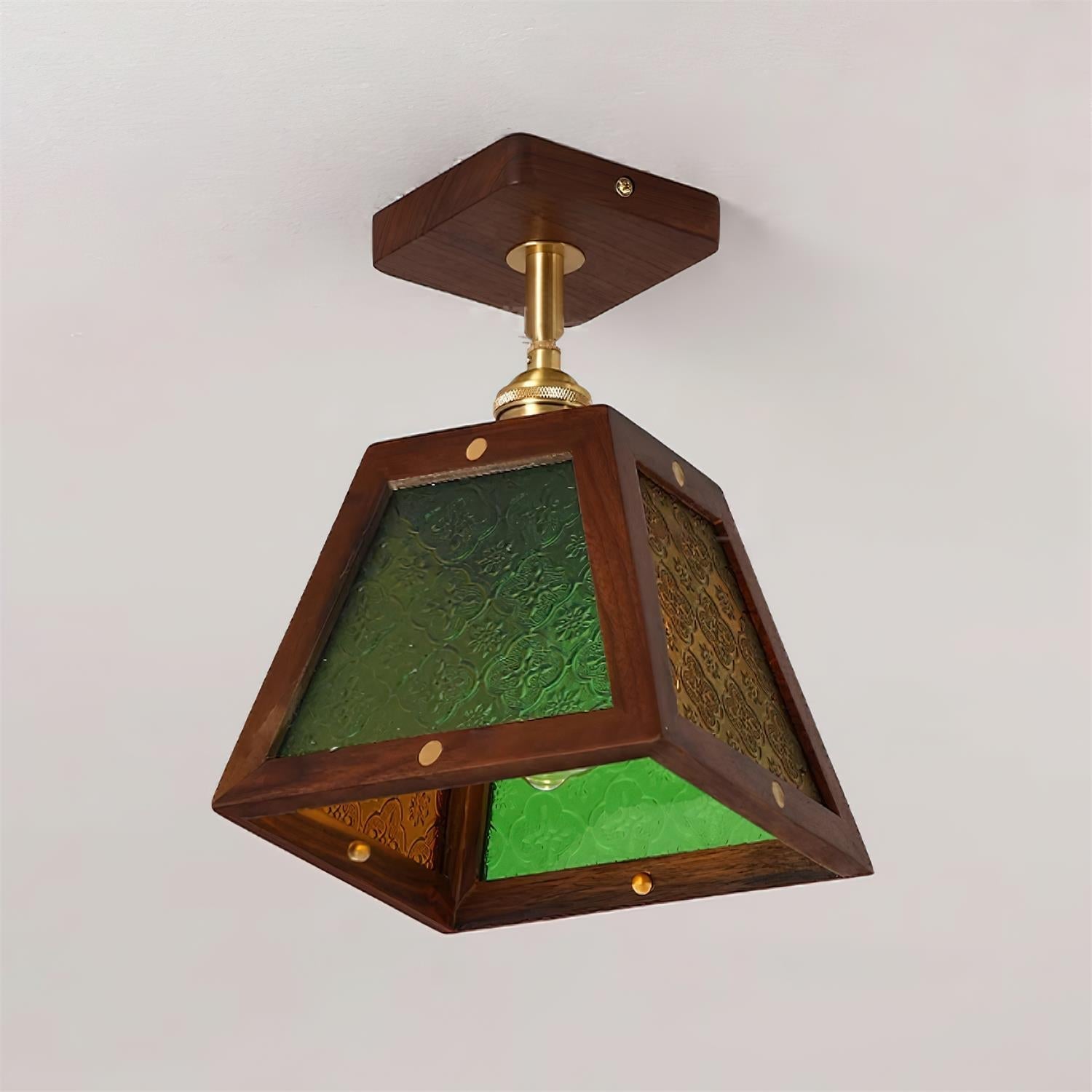 Radia Plafonnier Bois Verre Vintage