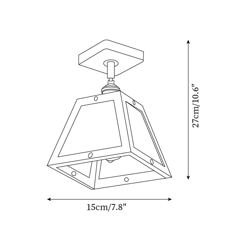 Radia Lustre Plafonnier Cadre en Bois Panneaux en Verre Géométriques