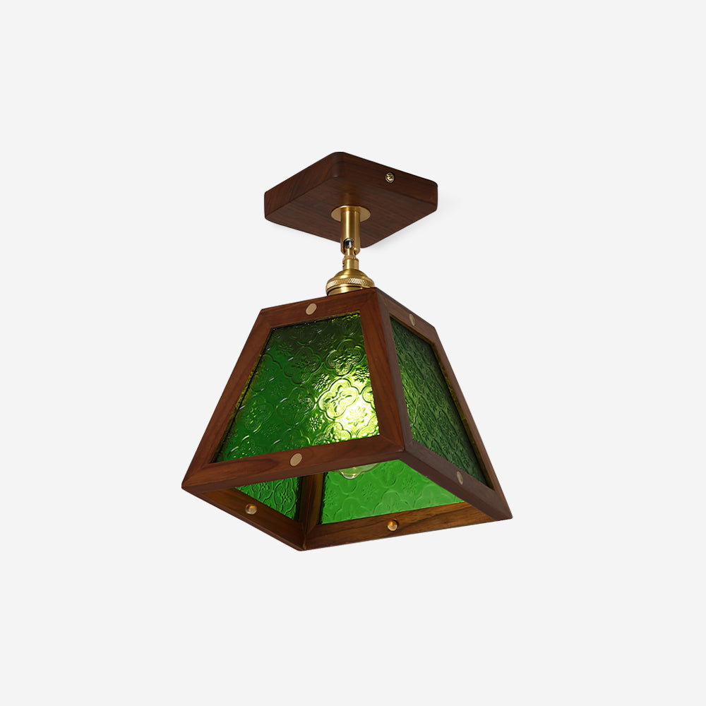 Radia Plafonnier Bois Verre Vintage