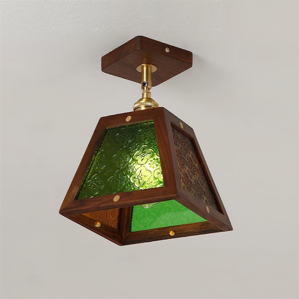 Radia Plafonnier Bois Verre Vintage
