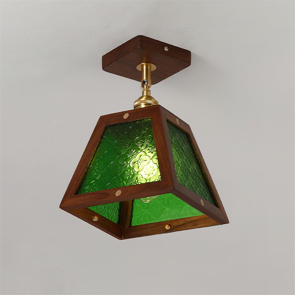 Radia Plafonnier Bois Verre Vintage