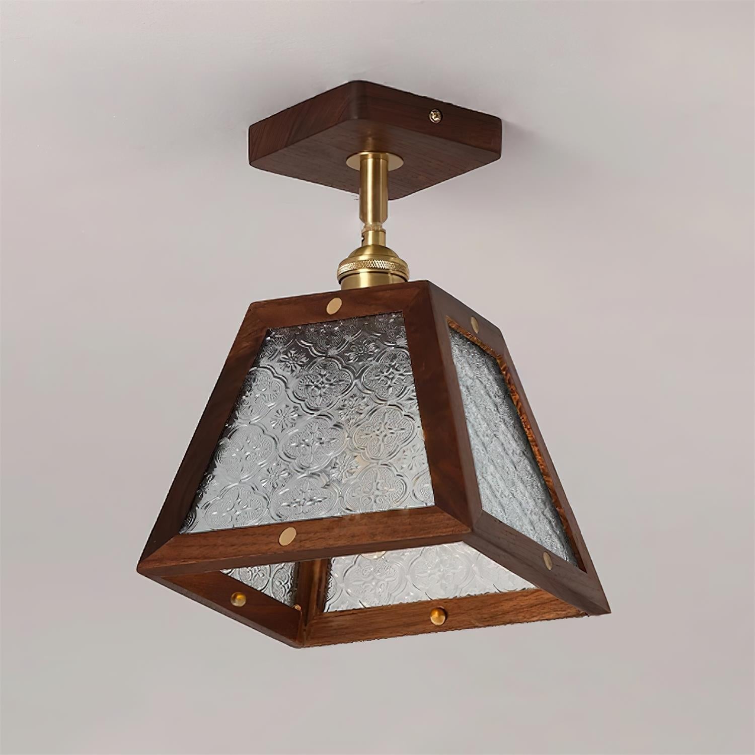 Radia Plafonnier Bois Verre Vintage