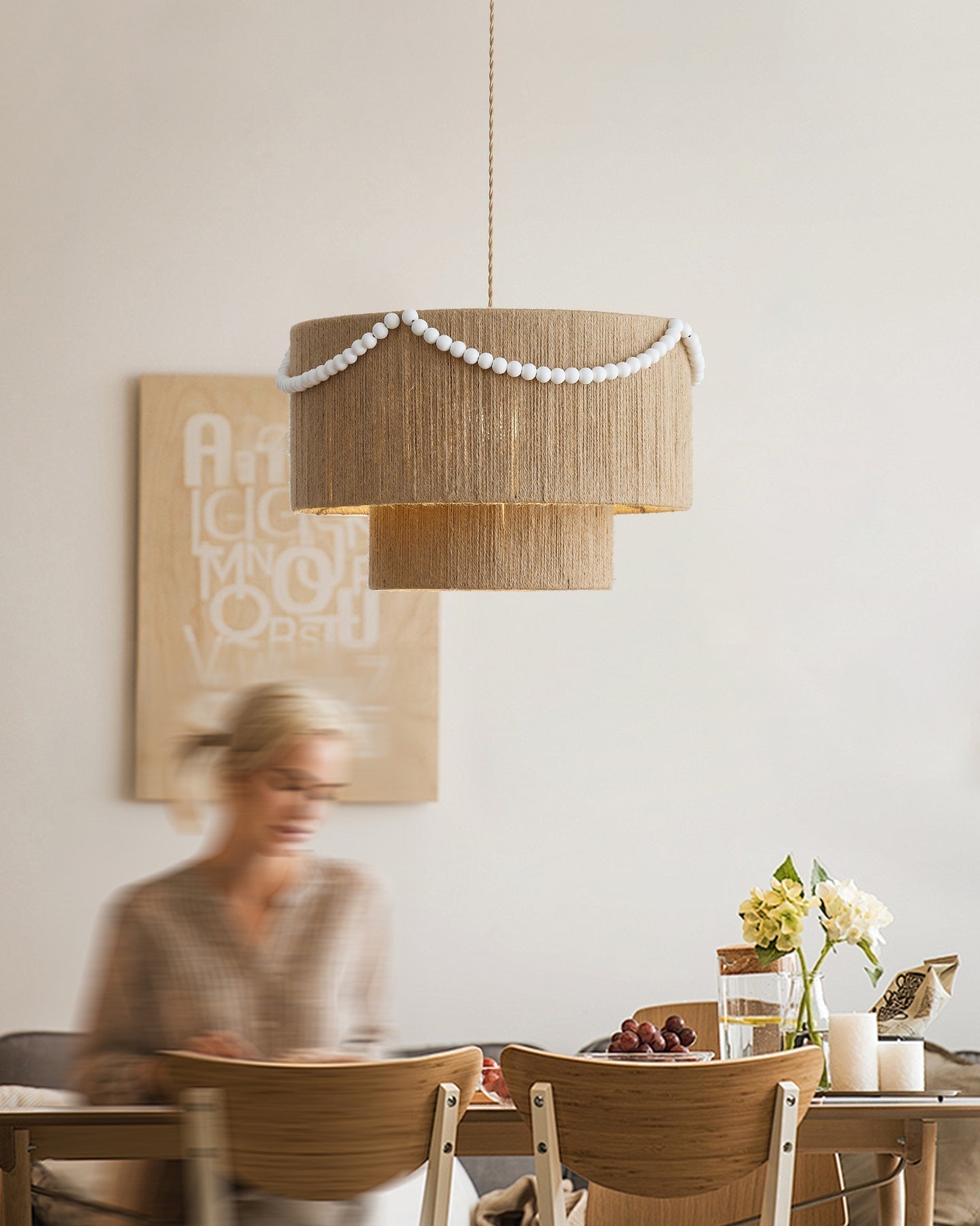 Raffine Suspension Moderne en Bois