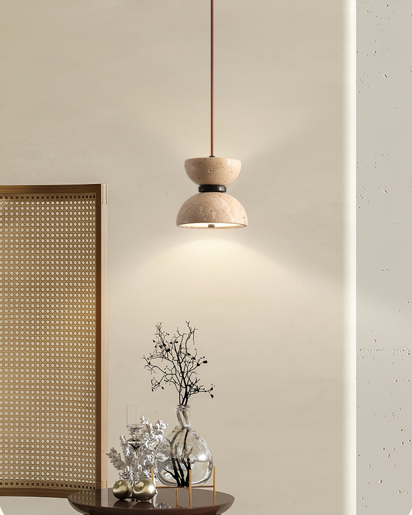 Tersus Suspension Hourglass en Travertin