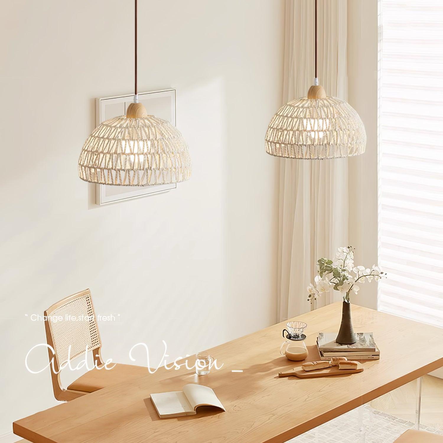 Calyran Suspension en Rotin et Bois