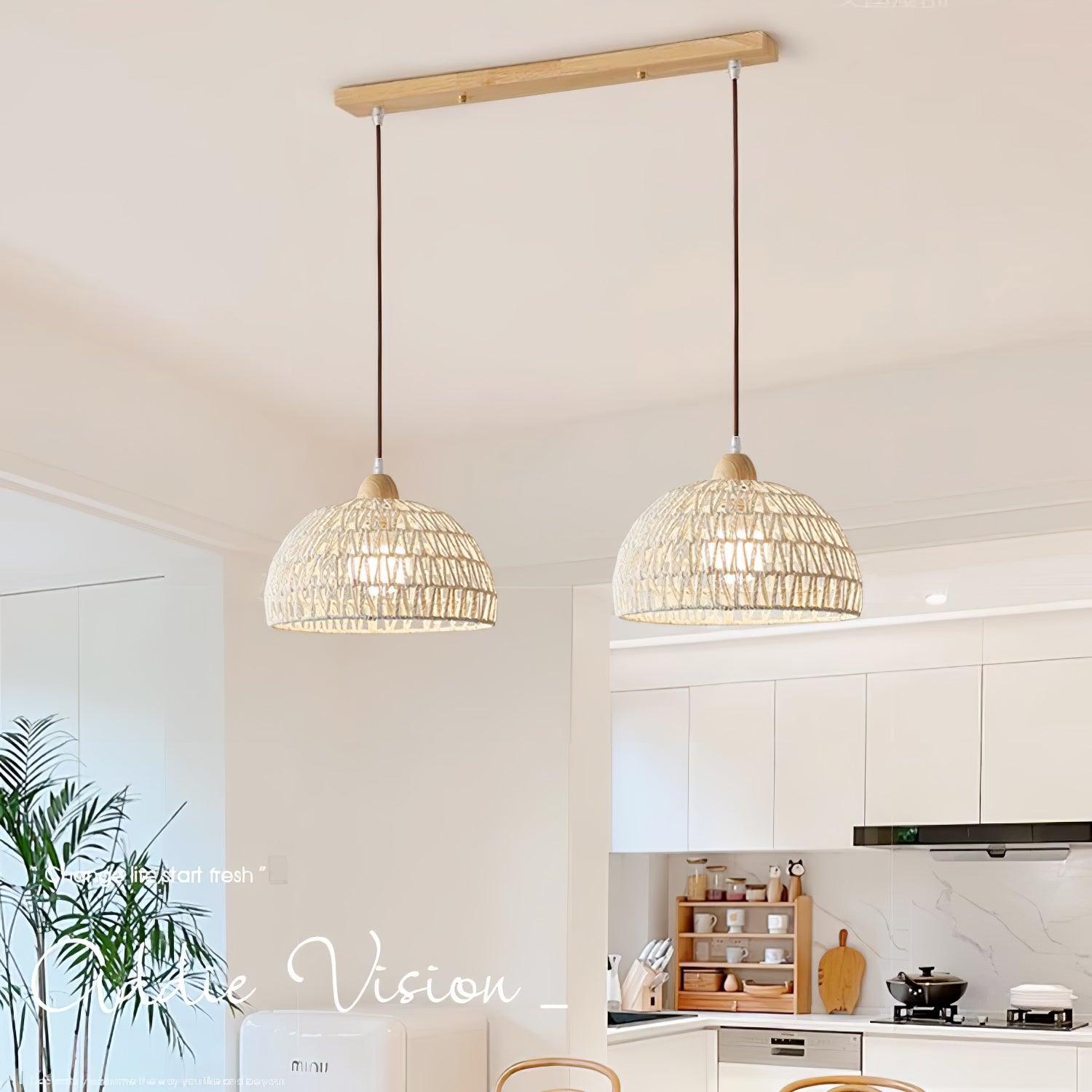 Calyran Suspension en Rotin et Bois