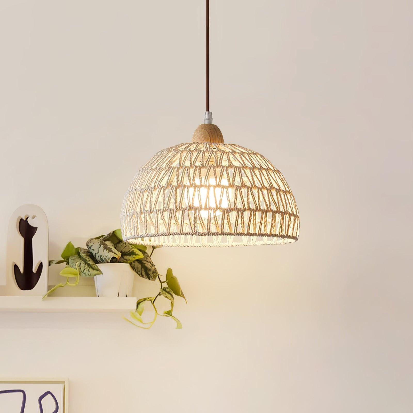 Calyran Suspension en Rotin et Bois