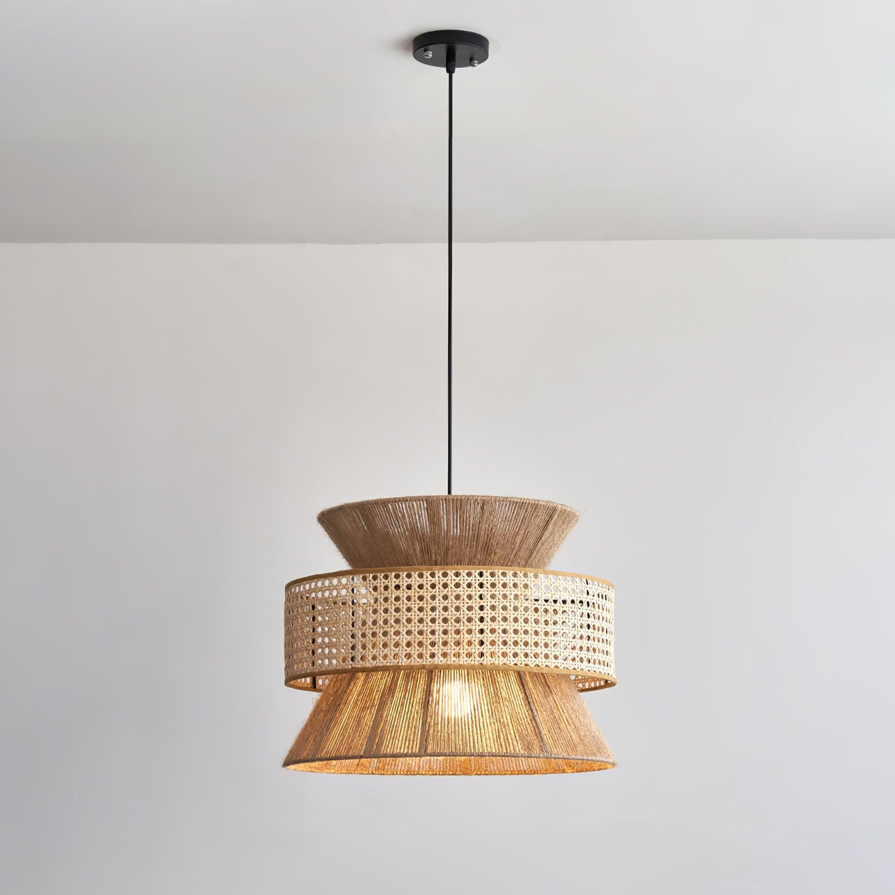 Ophelia Lustra Lampe Suspendue Rattan Tissé Élégante