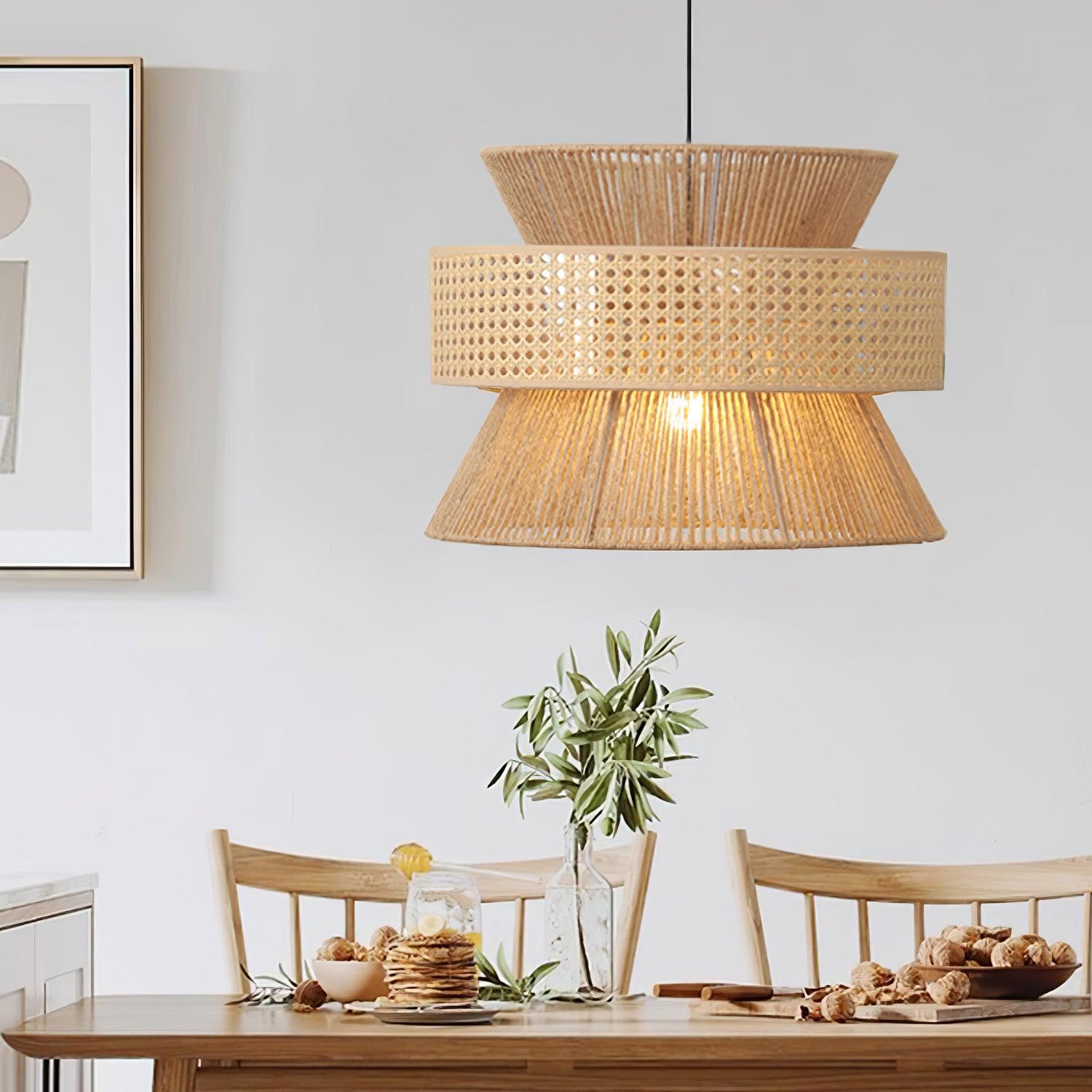 Ophelia Lustra Lampe Suspendue Rattan Tissé Élégante