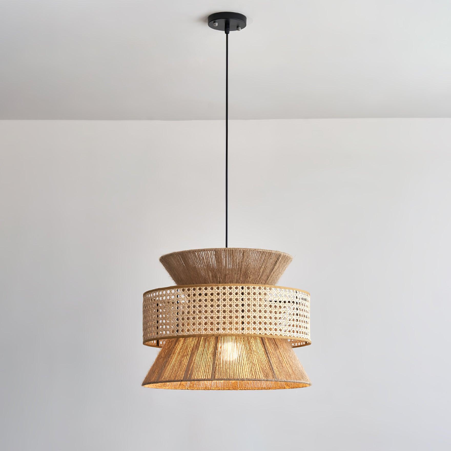 Ophelia Lustra Lampe Suspendue Rattan Tissé Élégante
