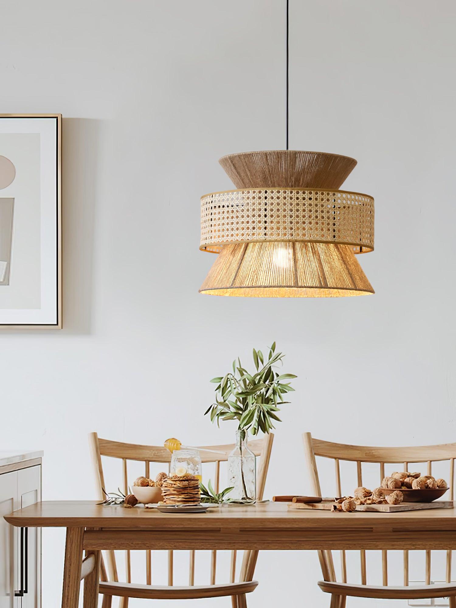 Ophelia Lustra Lampe Suspendue Rattan Tissé Élégante