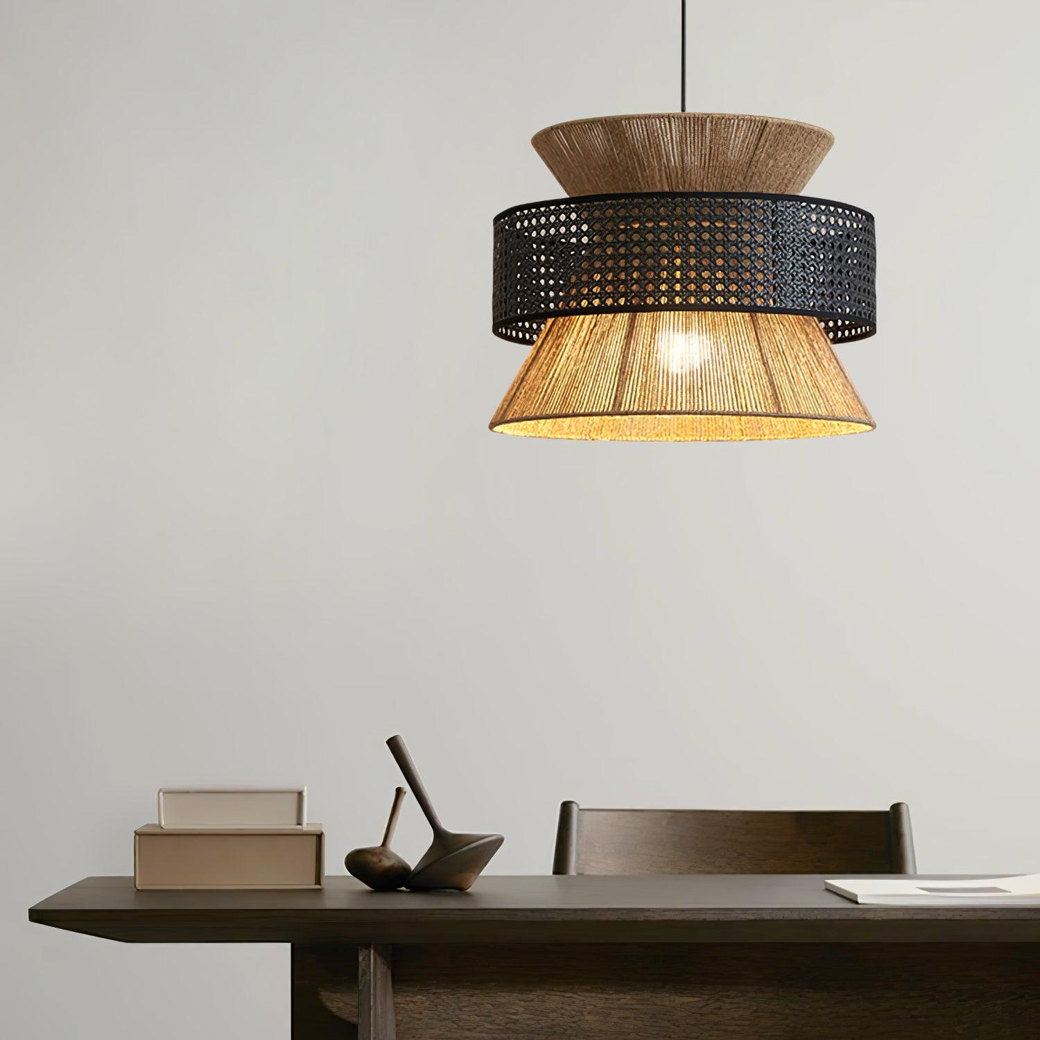 Ophelia Lustra Lampe Suspendue Rattan Tissé Élégante
