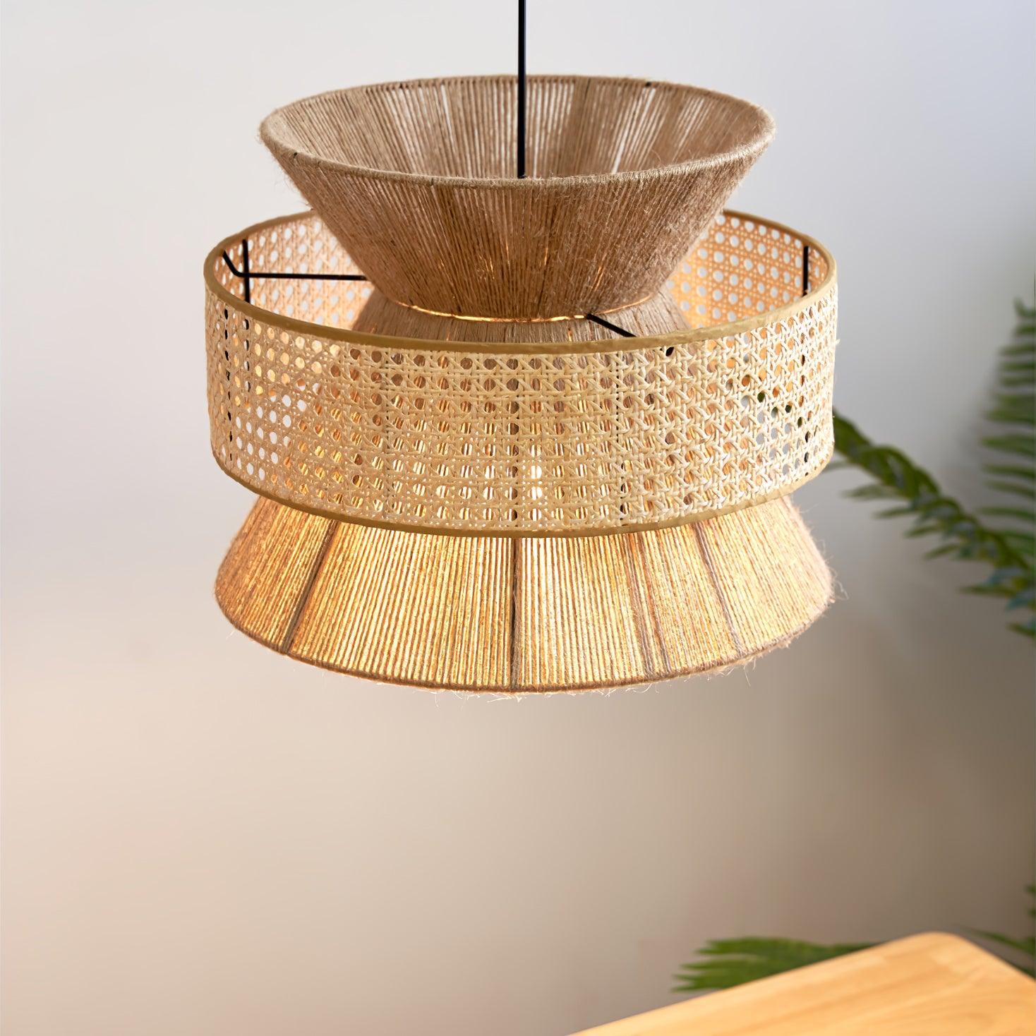 Ophelia Lustra Lampe Suspendue Rattan Tissé Élégante