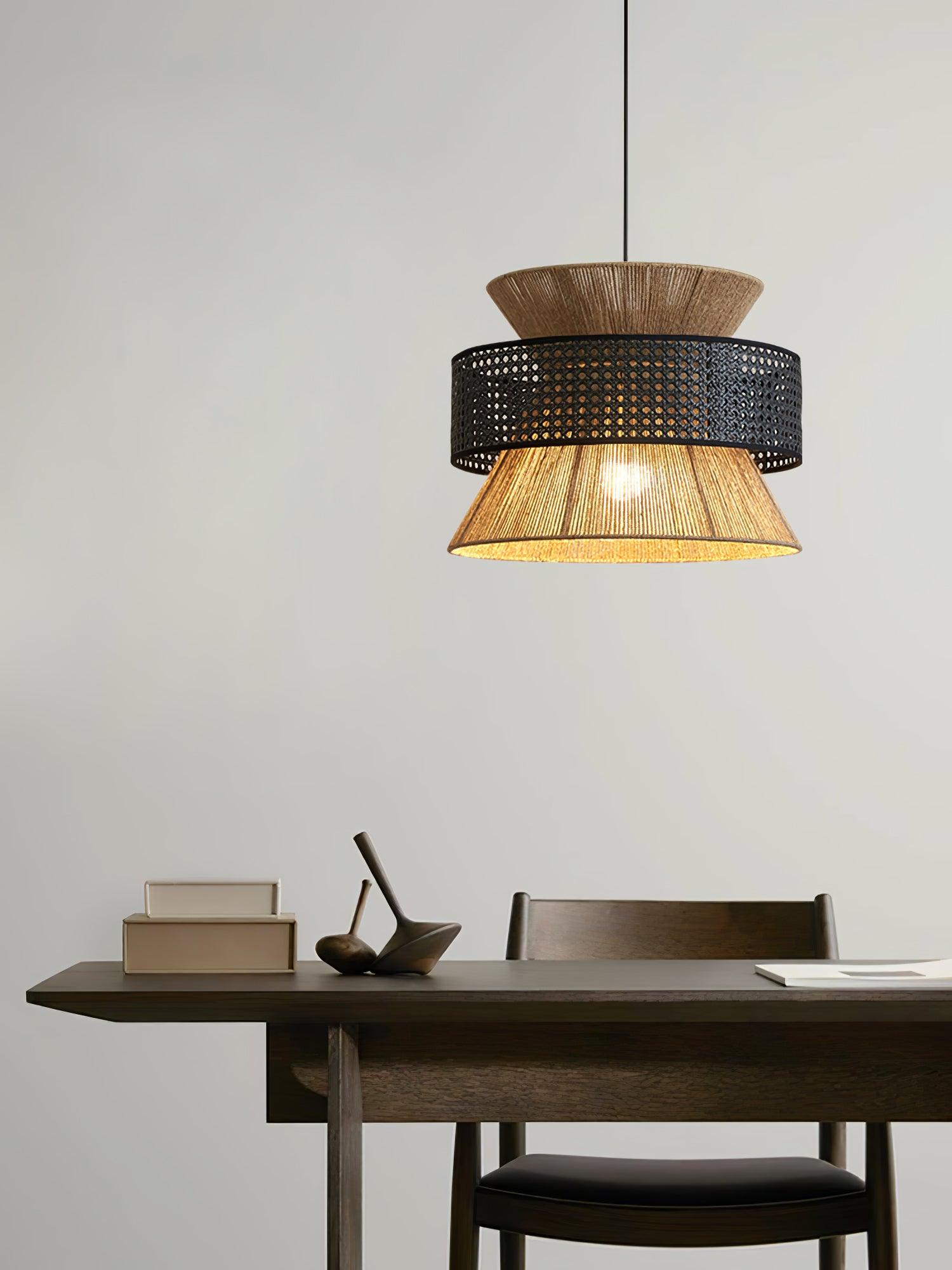 Ophelia Lustra Lampe Suspendue Rattan Tissé Élégante