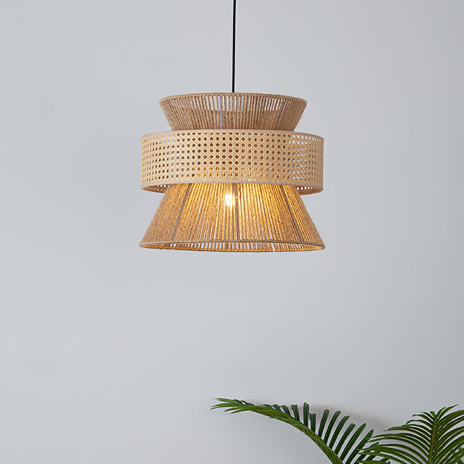 Ophelia Lustra Lampe Suspendue Rattan Tissé Élégante
