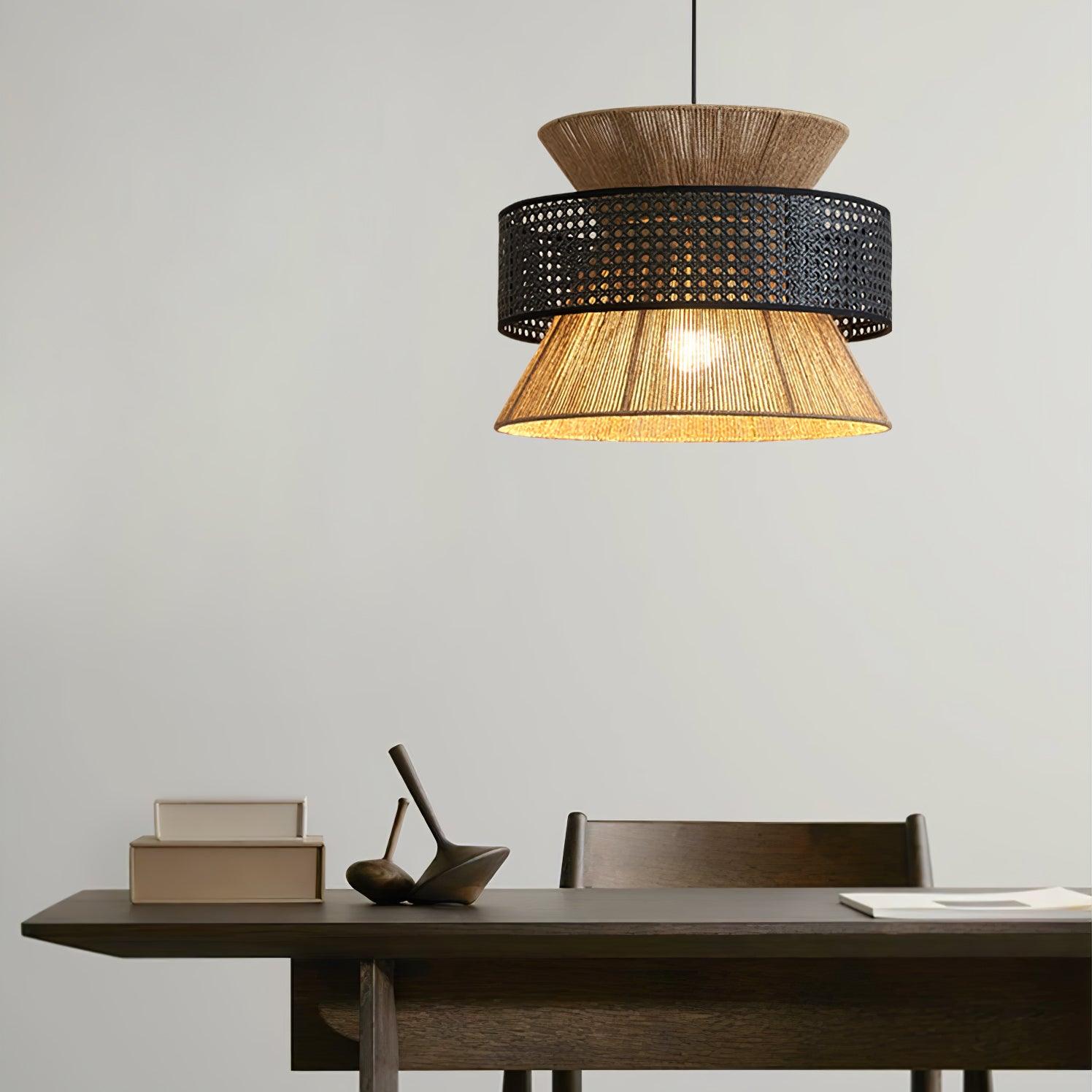 Ophelia Lustra Lampe Suspendue Rattan Tissé Élégante