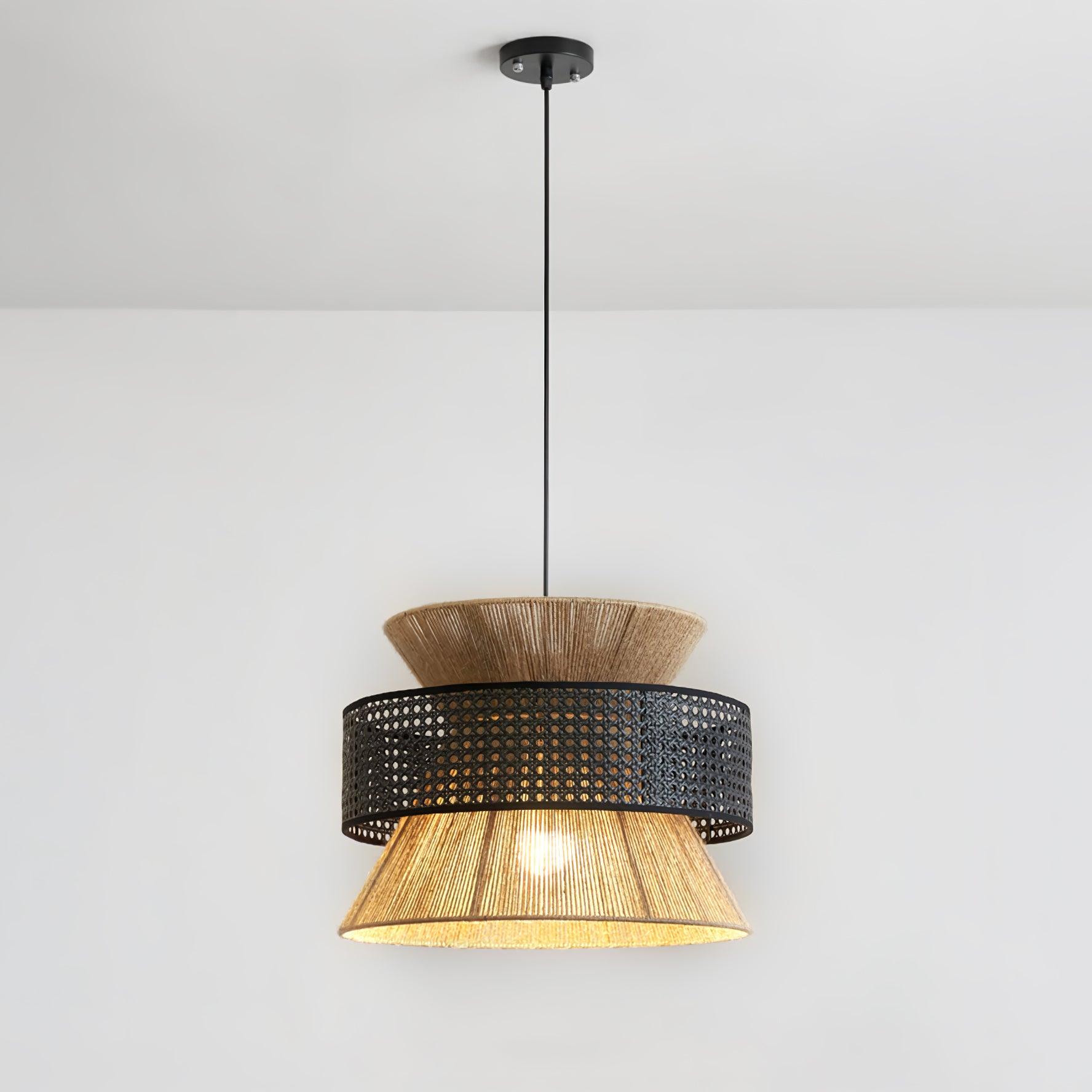 Ophelia Lustra Lampe Suspendue Rattan Tissé Élégante