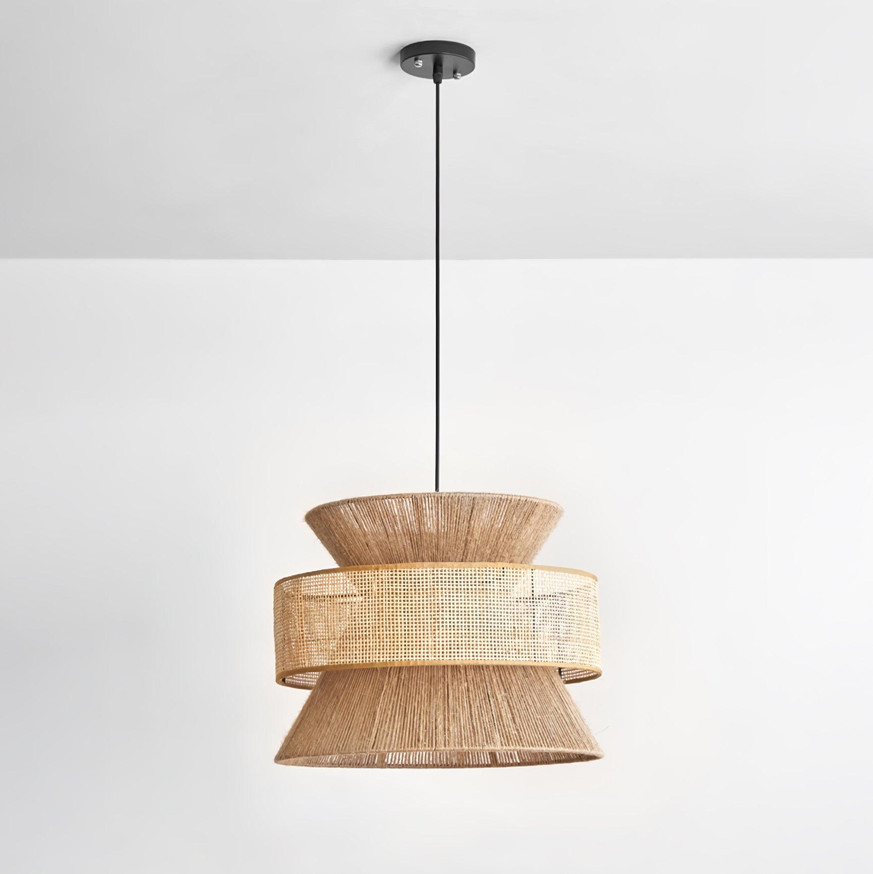 Ophelia Lustra Lampe Suspendue Rattan Tissé Élégante