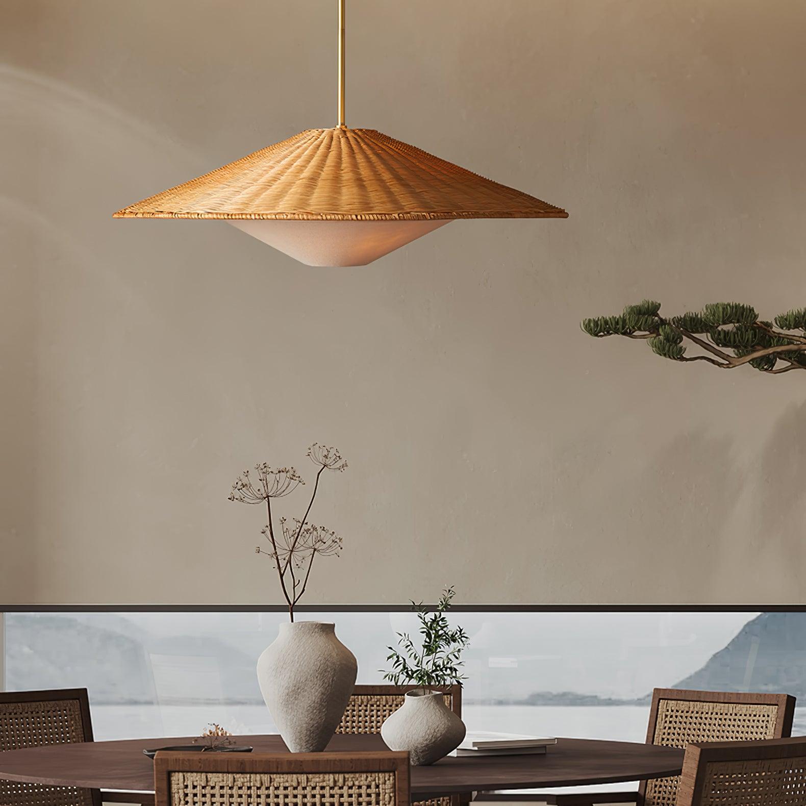 Elysiave Rotin Minimaliste Pendentif Lumière