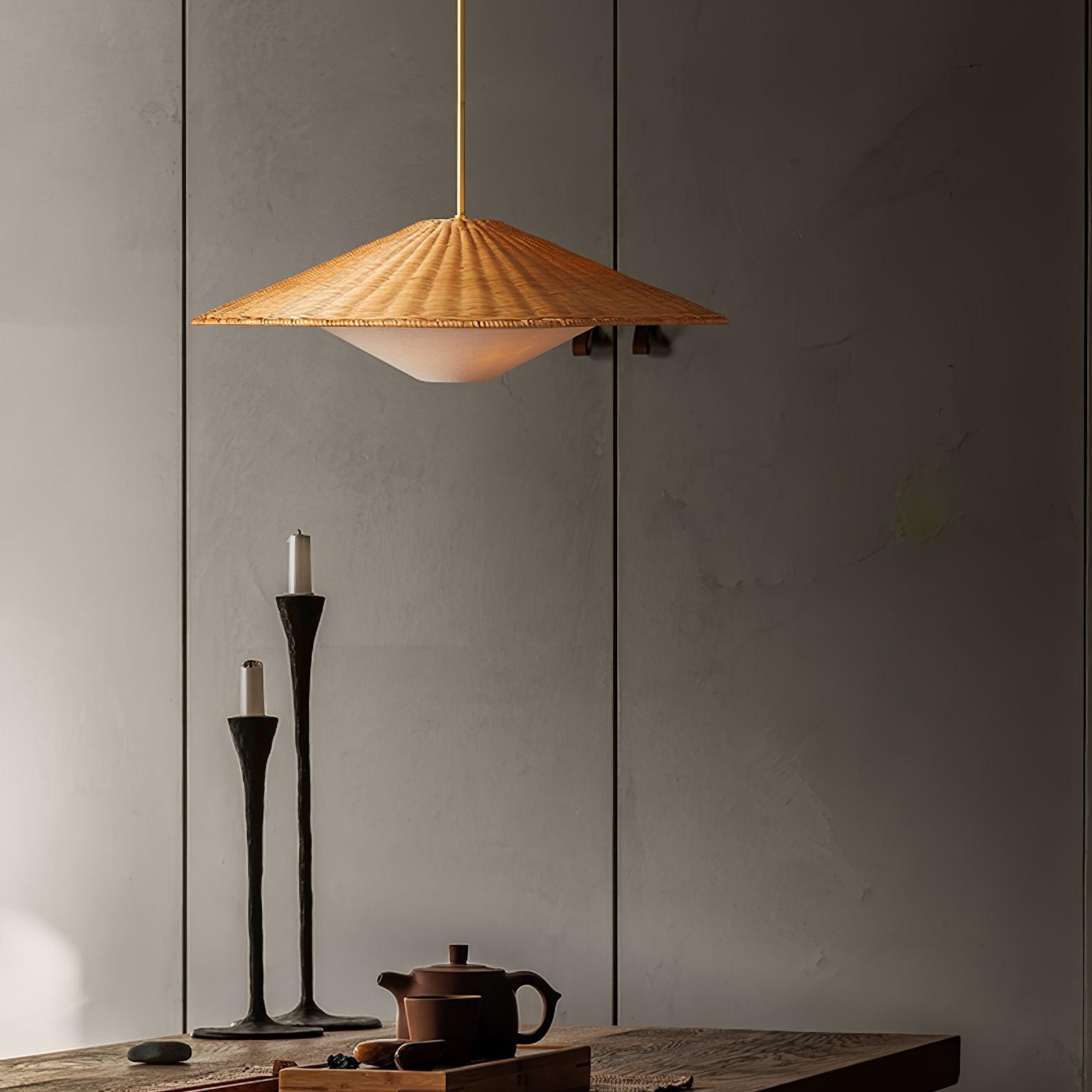 Elysiave Rotin Minimaliste Pendentif Lumière
