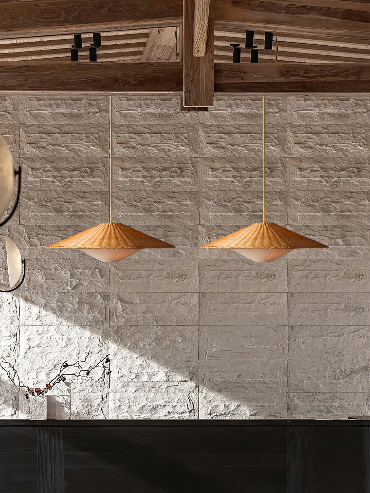 Elysiave Rotin Minimaliste Pendentif Lumière