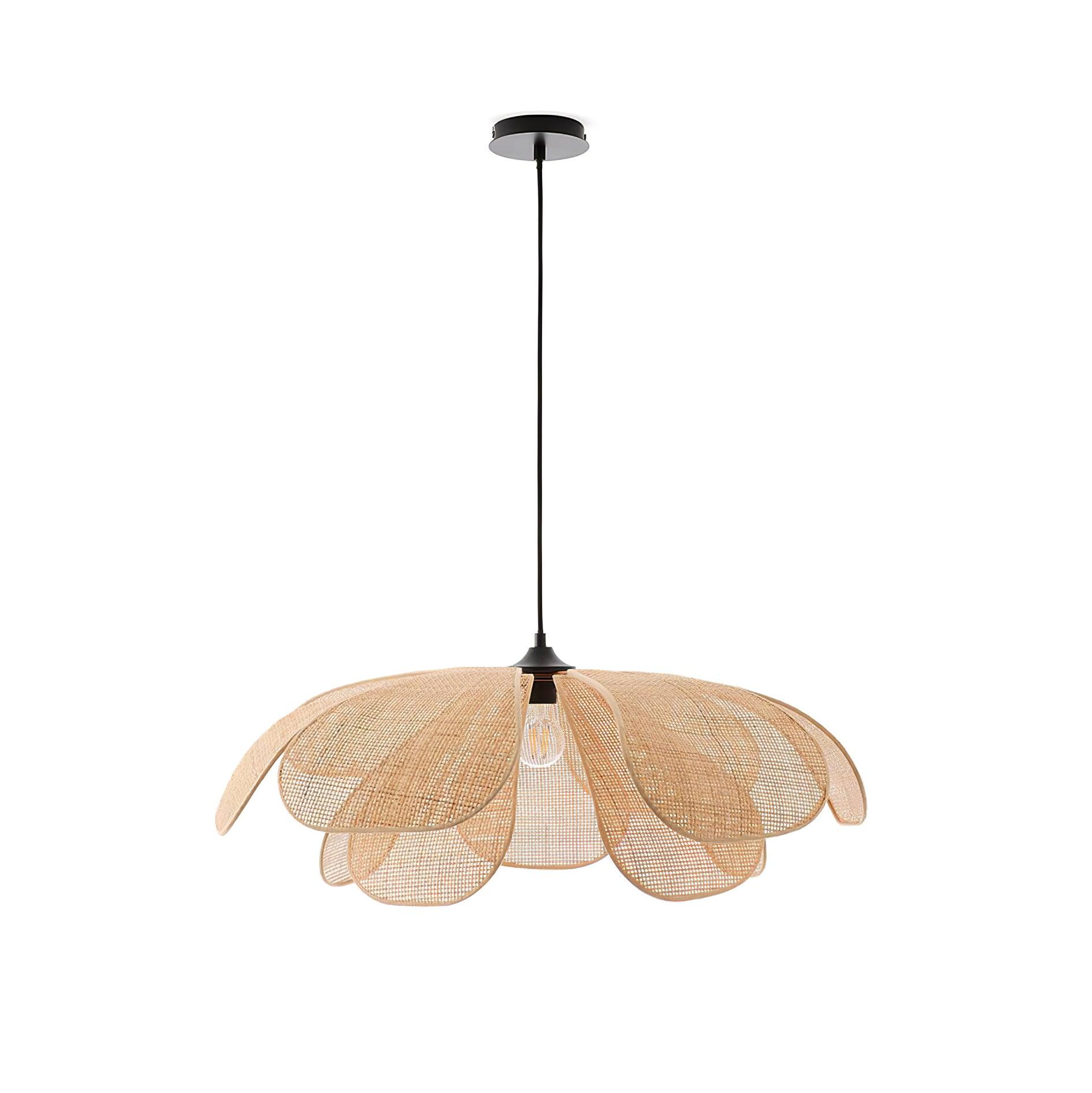 Eloria Lustra Lampe Suspendue Rattan Forme Pétale Élégante