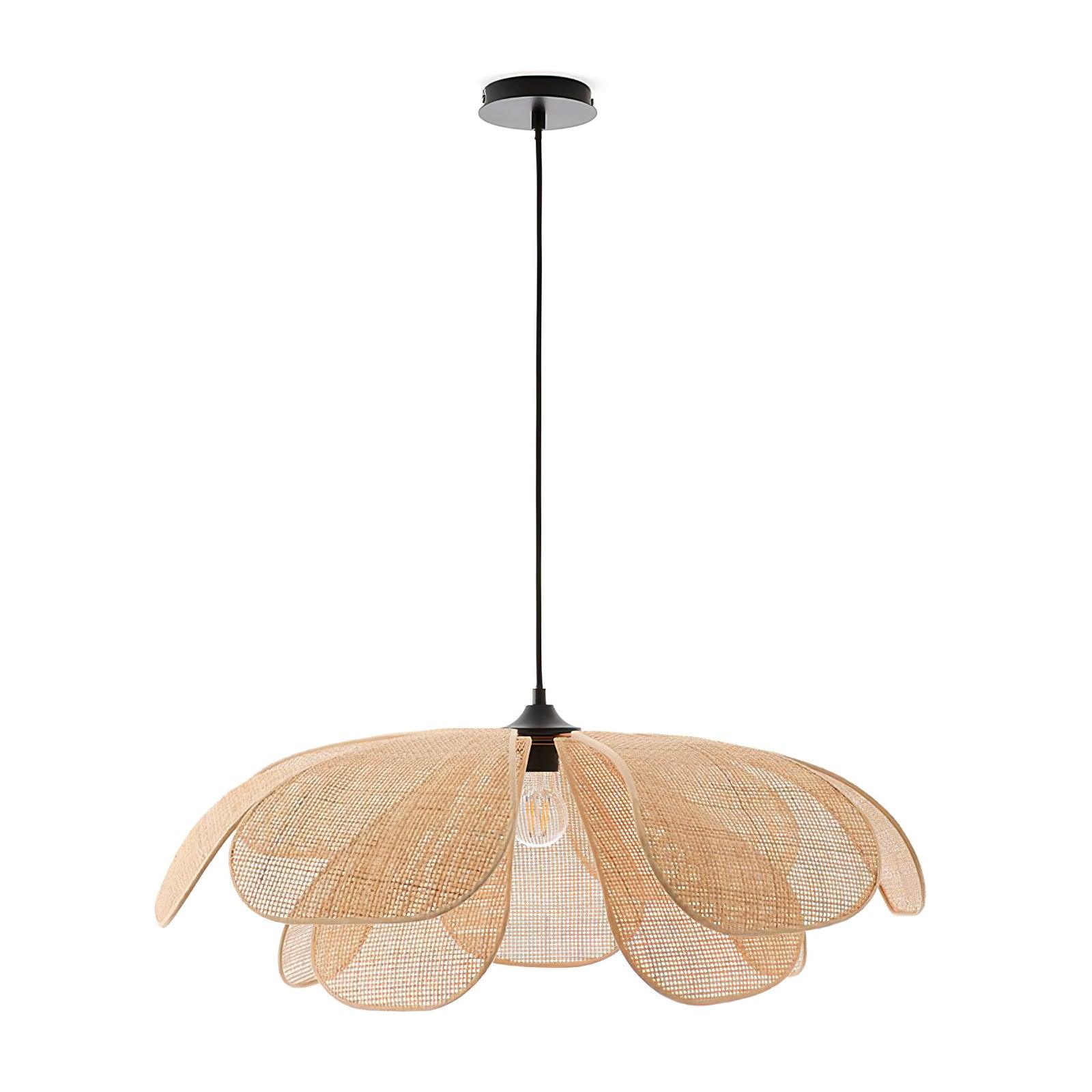 Eloria Lustra Lampe Suspendue Rattan Forme Pétale Élégante