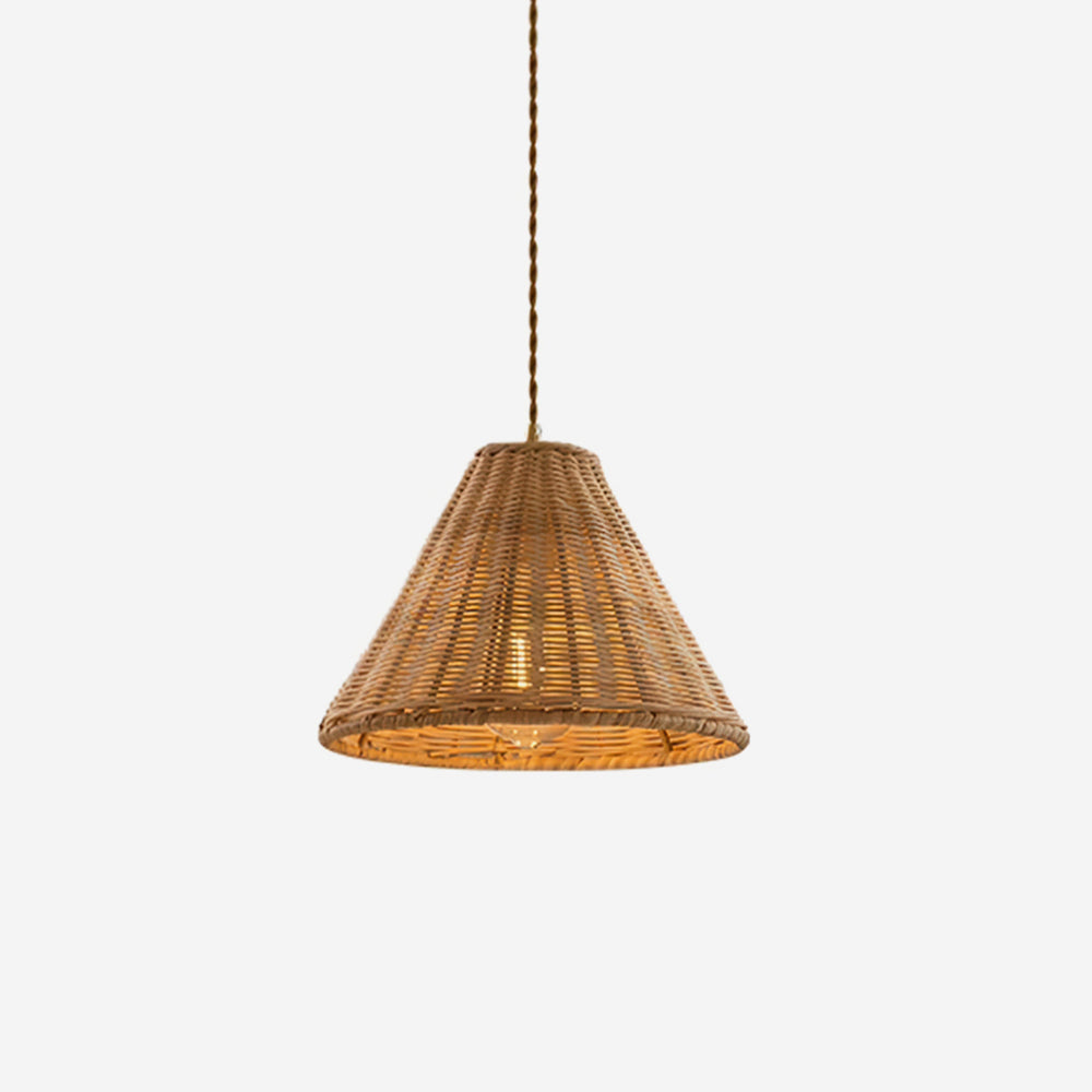 Suspension Rotin Ombre Corps Cône Forme Naturel Minimaliste