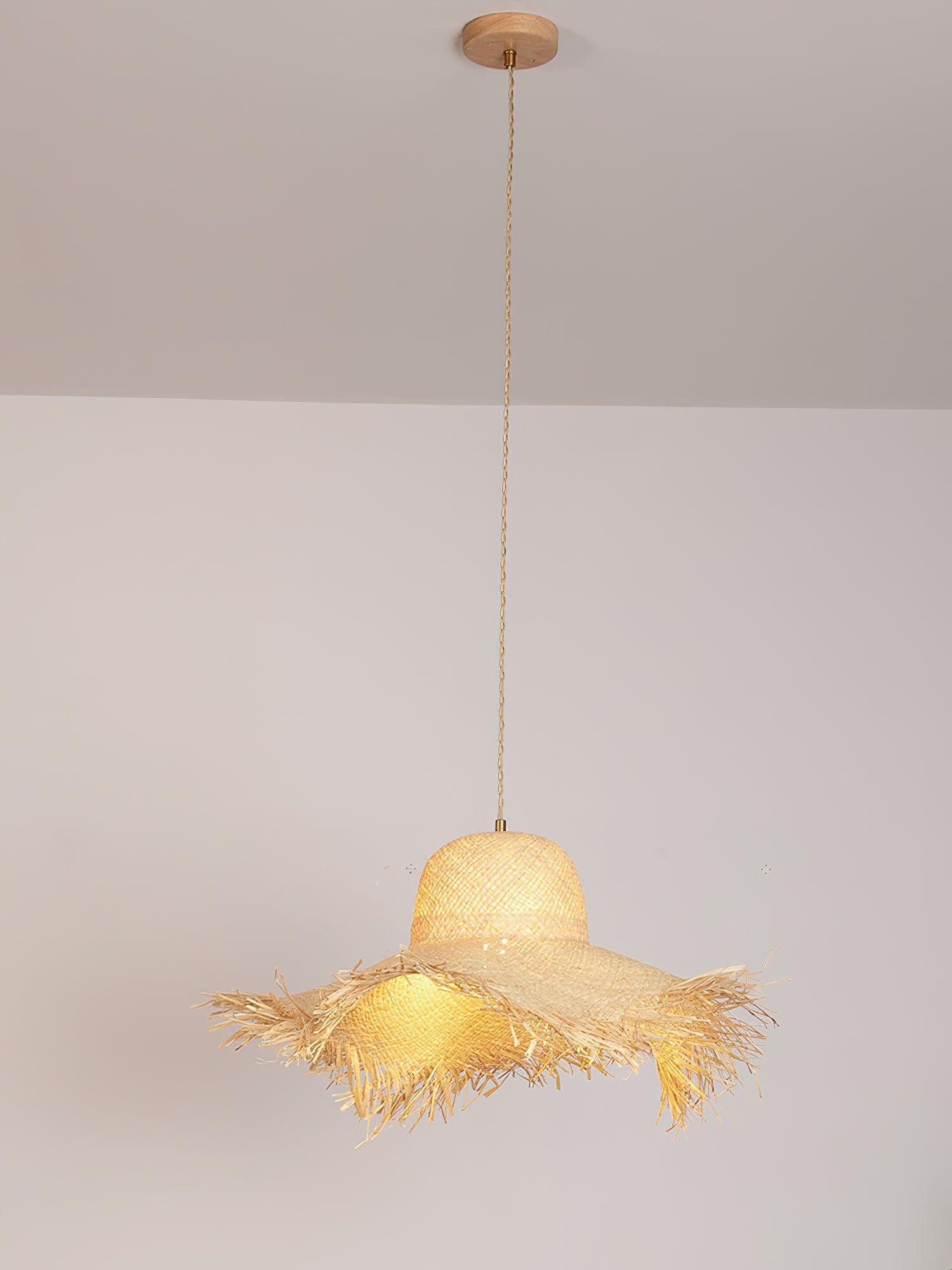 Zephyran Rotin Vintage Pendentif Lumière