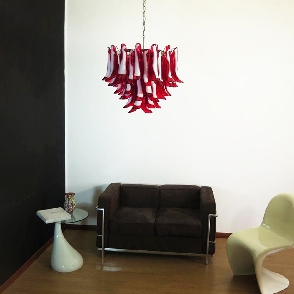 Aurora Lustre Pétales en Verre de Murano Rouge