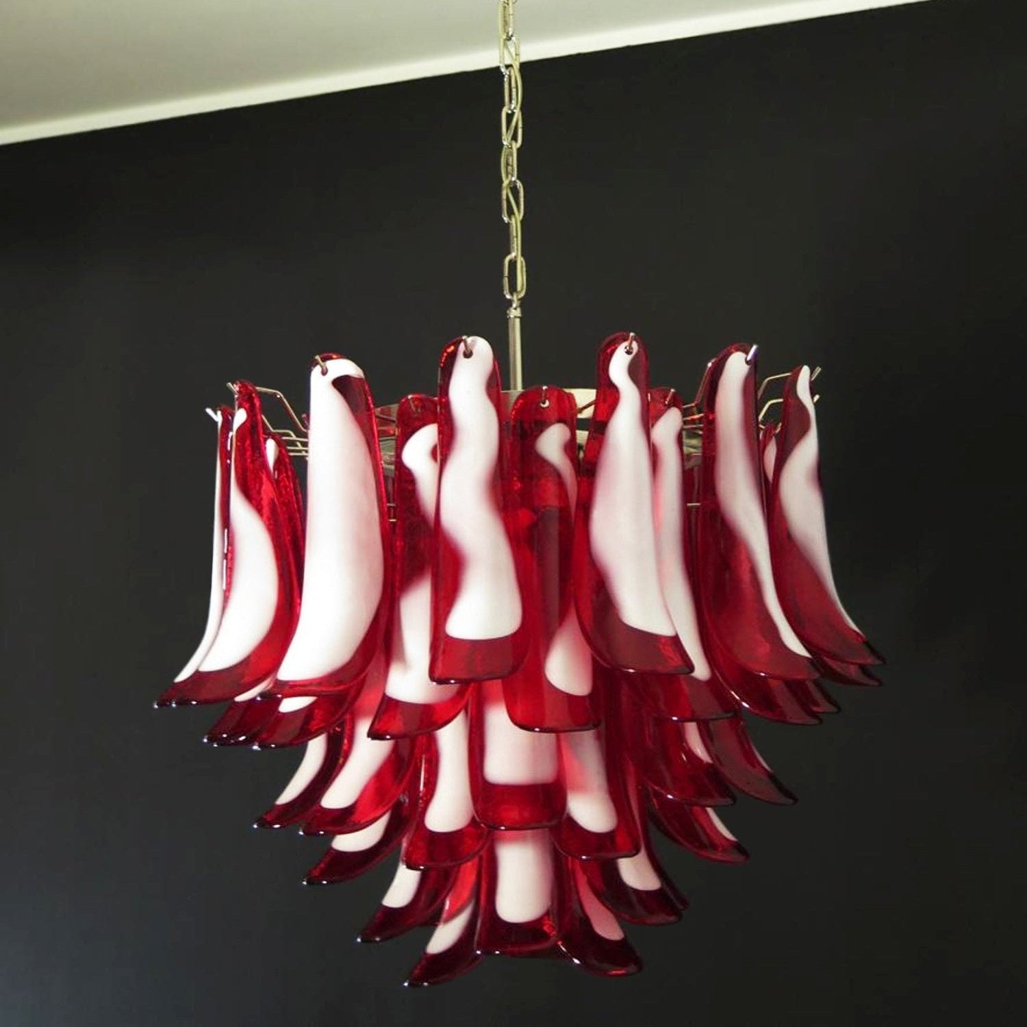Aurora Lustre Pétales en Verre de Murano Rouge
