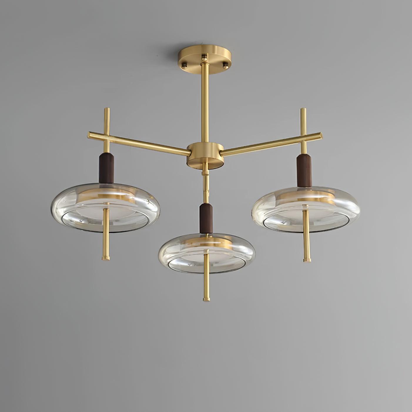 Redondo Lustra Lustre Laiton Verre LED Moderne