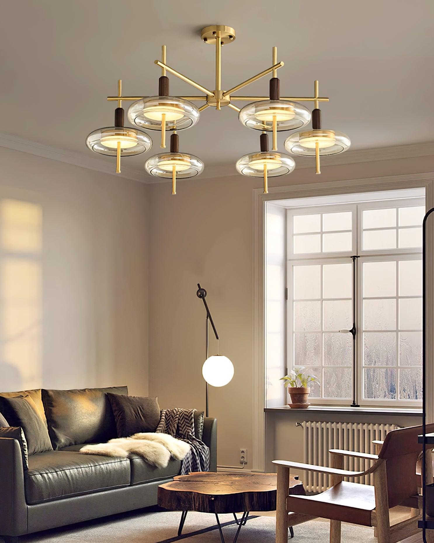 Redondo Lustre Laiton Verre LED