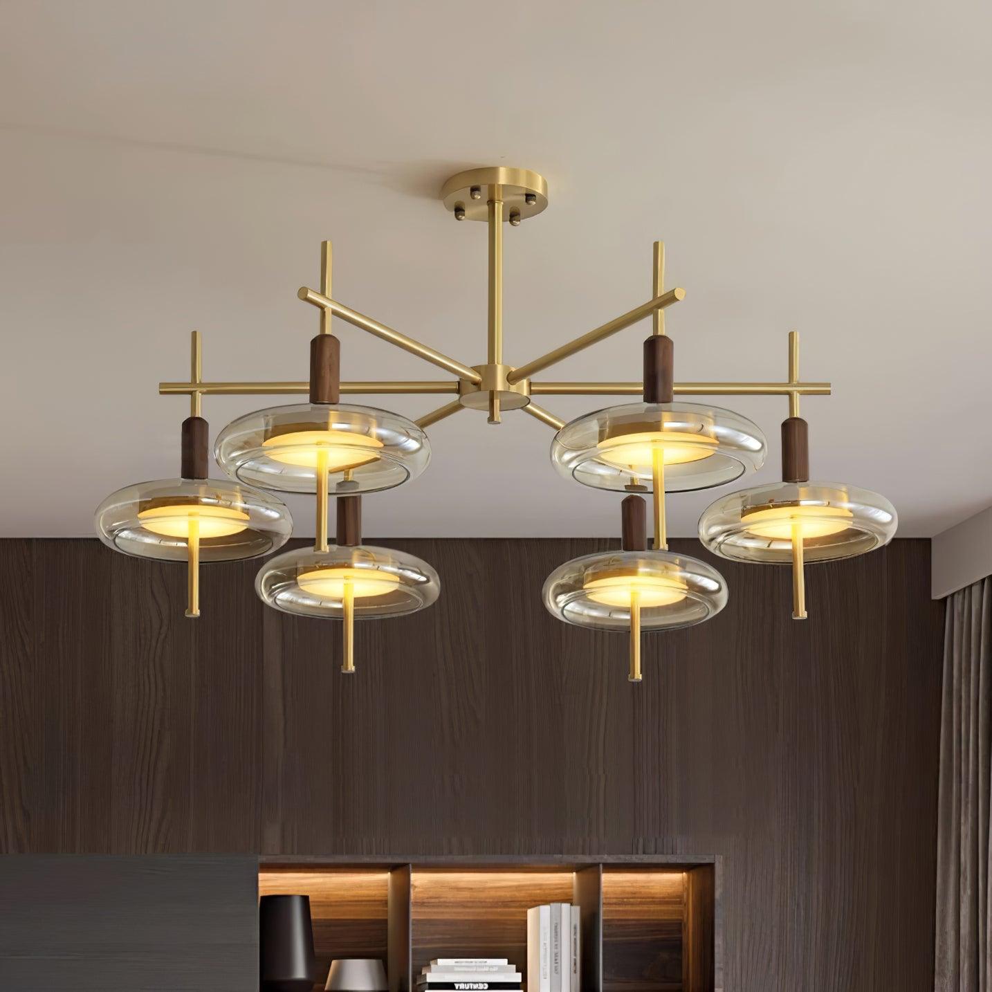 Redondo Lustra Lustre Laiton Verre LED Moderne