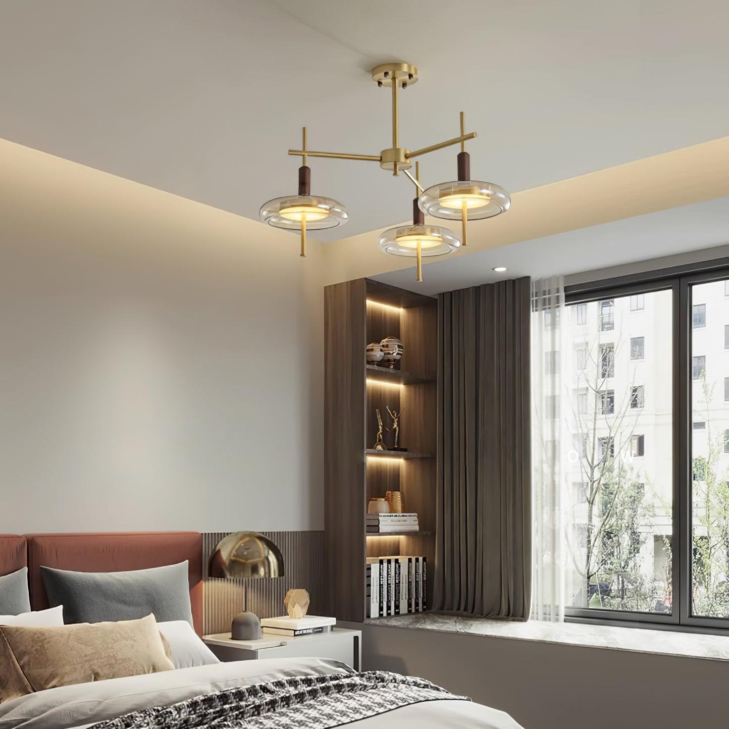 Redondo Lustre Laiton Verre LED