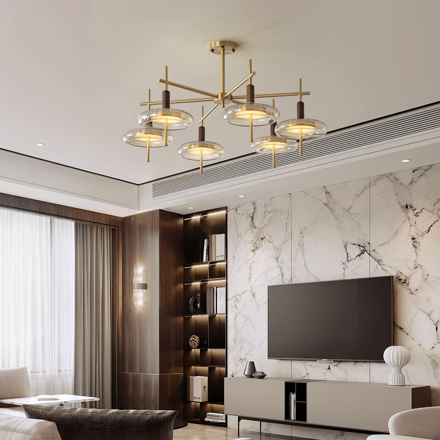 Redondo Lustre Laiton Verre LED
