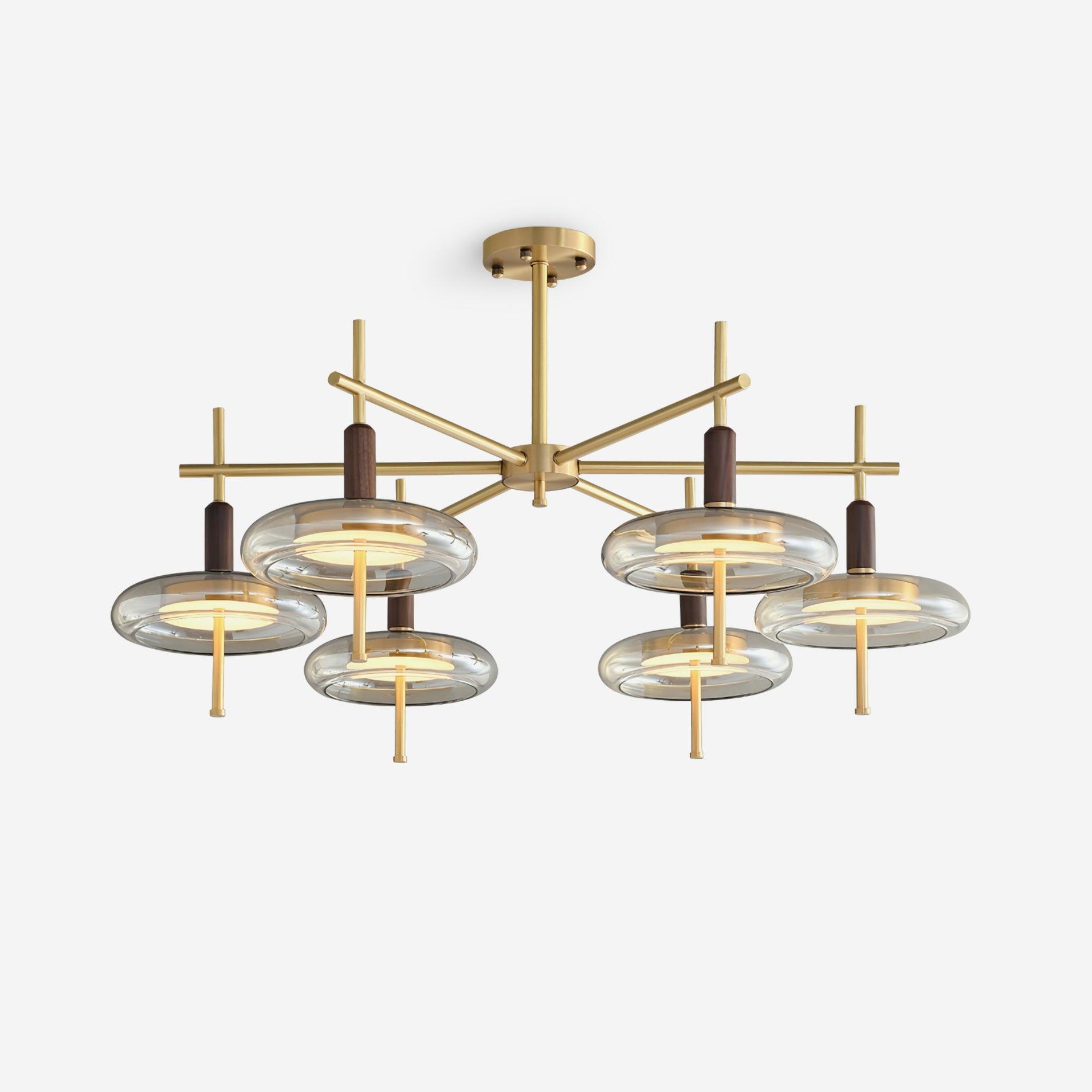 Redondo Lustra Lustre Laiton Verre LED Moderne