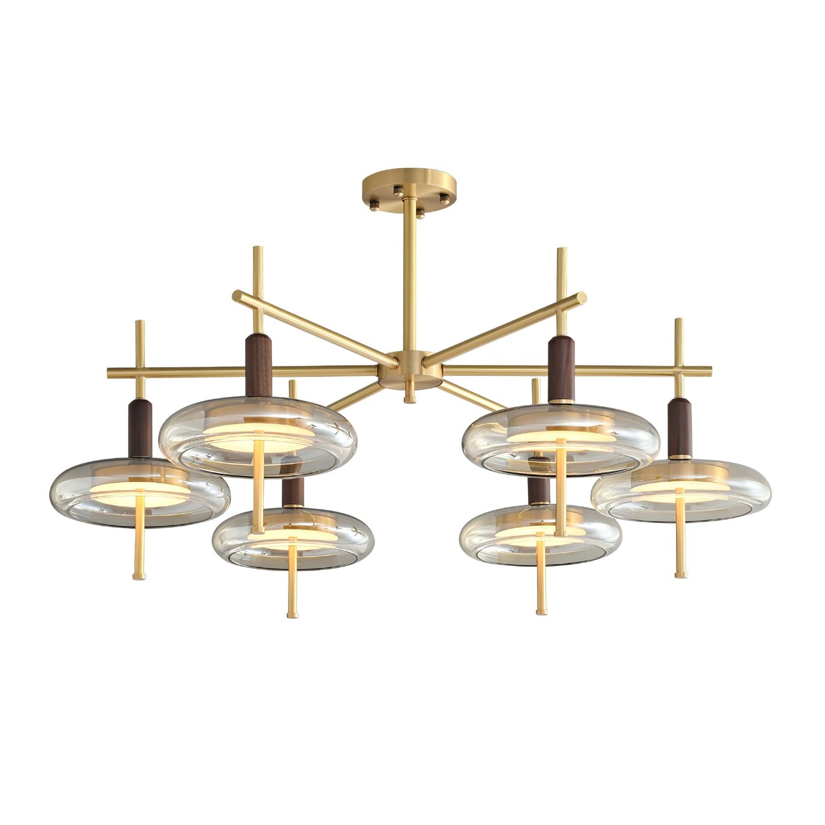 Redondo Lustre Laiton Verre LED