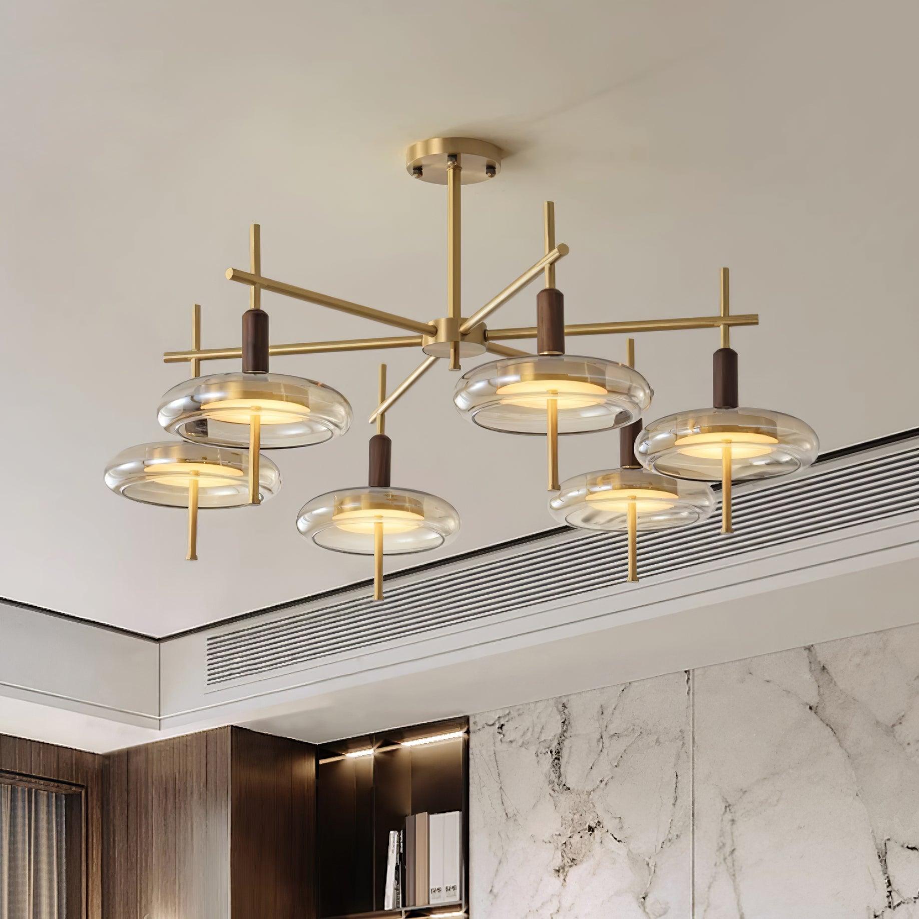 Redondo Lustre Laiton Verre LED