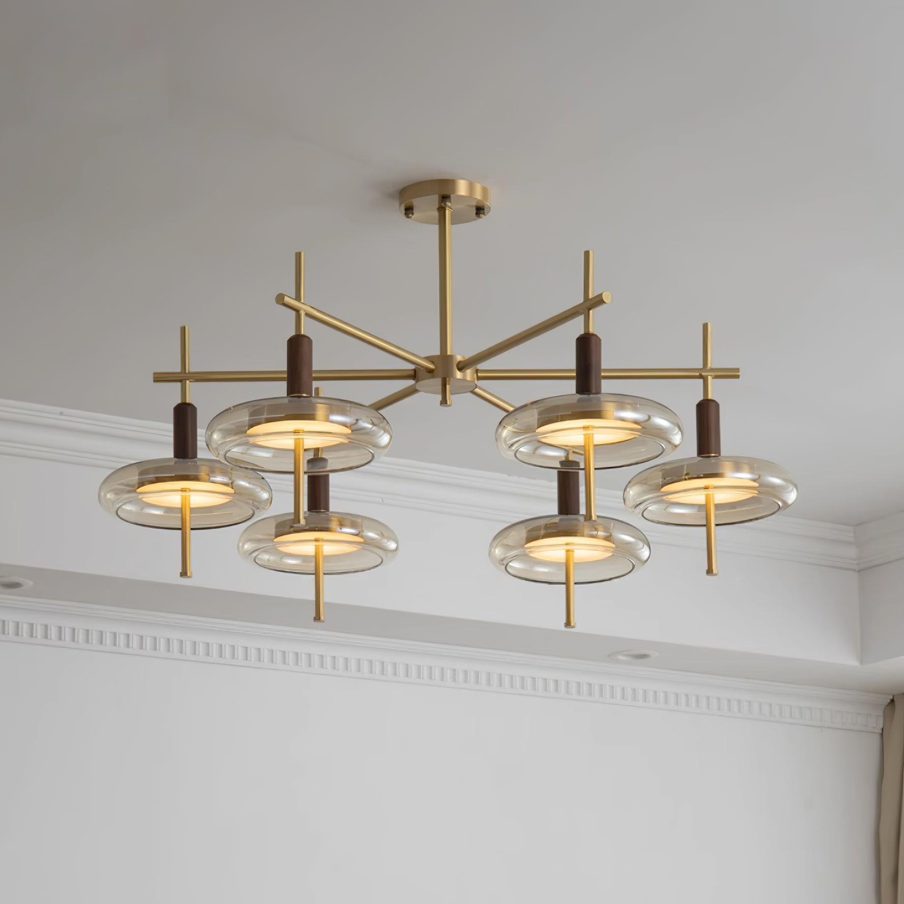 Redondo Lustra Lustre Laiton Verre LED Moderne